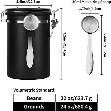 Airtight Stainless Steel Coffee Canister with Date Tracker and Scoop