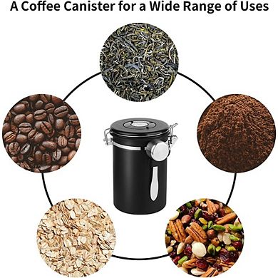 Airtight Stainless Steel Coffee Canister with Date Tracker and Scoop