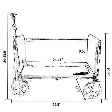 WOW PIONEER All-in-One Convertible Folding Camping Wagon Cart with Bench Seat & Storage