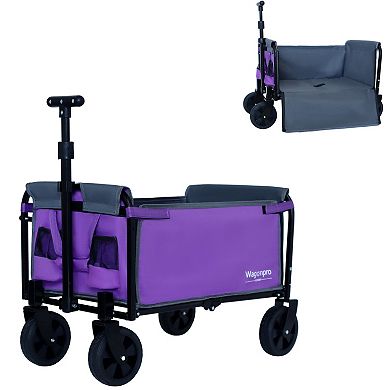WOW PIONEER All-in-One Convertible Folding Camping Wagon Cart with Bench Seat & Storage
