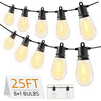 Outdoor LED String Lights, Waterproof Shatterproof Connectable Patio Bulb Lights