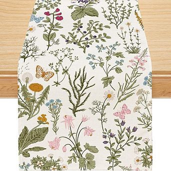 Wildflower Butterfly Spring Table Runner for Farmhouse Decor