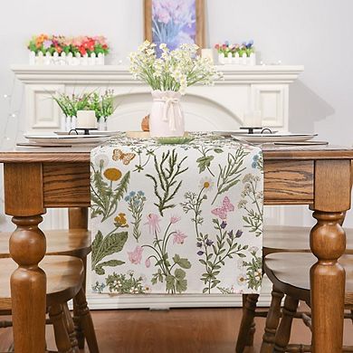 Wildflower Butterfly Spring Table Runner for Farmhouse Decor