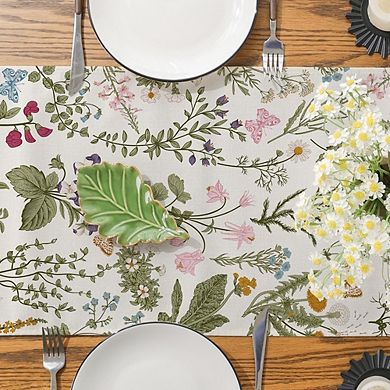 Wildflower Butterfly Spring Table Runner for Farmhouse Decor