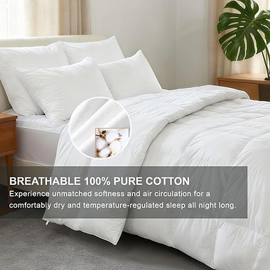 Queen Comforter Goose Feather Down Cotton Duvet Insert All-Season Fluffy Bedding