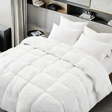 Queen Comforter Goose Feather Down Cotton Duvet Insert All-Season Fluffy Bedding