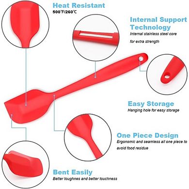 4-Pc Silicone Spatula Set Heat Resistant, Nonstick, Stainless Steel Core