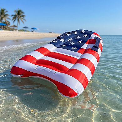Inflatable Pool Float Lounger with Headrest Stars and Stripe Design Durable PVC Water Float