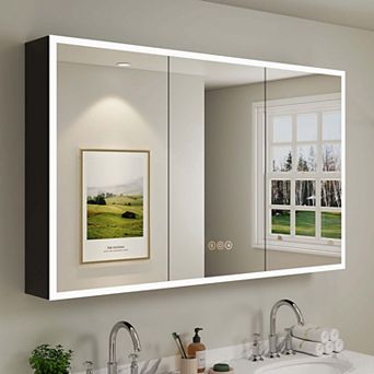 3-Color Dimmable LED Medicine Cabinet, Recessed or Surface Mount, Premium Mirror Design