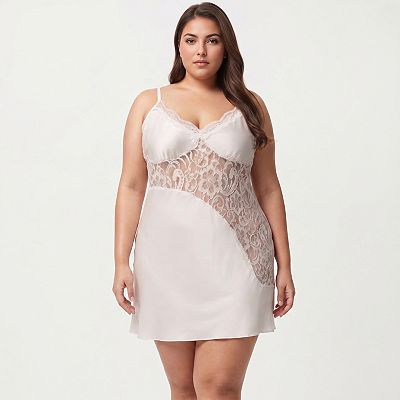 plus size lace slip dress boohoo Women's Plus Satin Slip Dress With Contrast Lace Trim Detail in Black