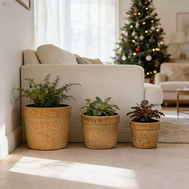 KWPZQEB Breathable Clay Planter Set of 3, Ceramic Planter Set for Indoor, Windowsill, Bookshelf