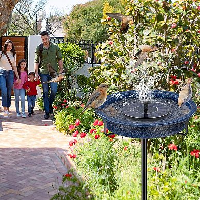 10.5 inch Freestanding Bird Bath Bowl Outdoor Garden Feeder Detachable Blue 1 Piece