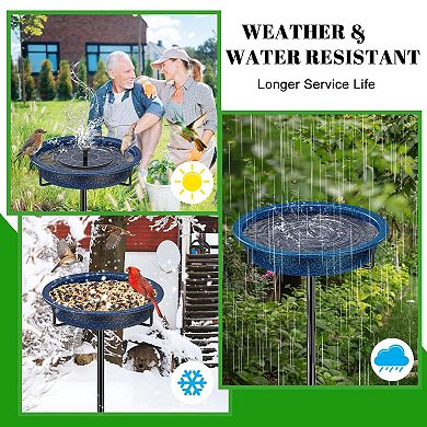 10.5 inch Freestanding Bird Bath Bowl Outdoor Garden Feeder Detachable Blue 1 Piece