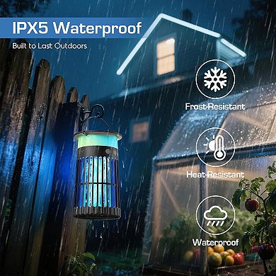 3-in-1 Light & SOS Solar Insect Killer 3500V Grid, Auto On/Off for Patio/Garden