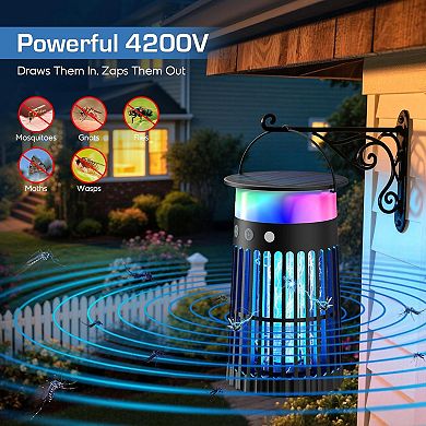 3-in-1 Light & SOS Solar Insect Killer 3500V Grid, Auto On/Off for Patio/Garden
