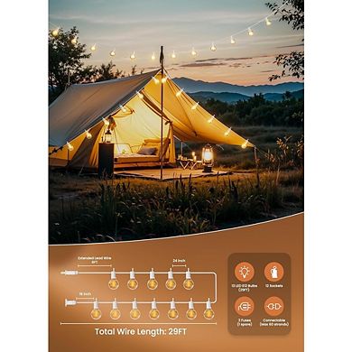 Outdoor LED String Lights, Shatterproof Connectable Weatherproof Patio Lights