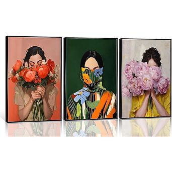 Abstract Women Floral Wall Art Canvas Minimalist Portrait Home Decor Print