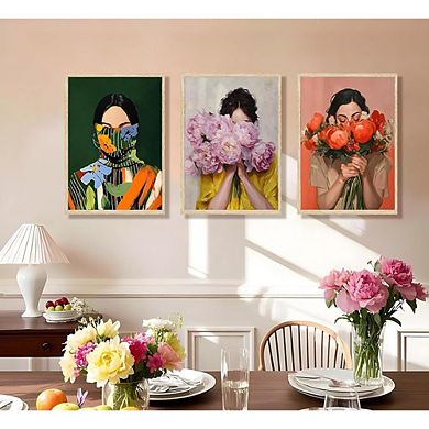 Abstract Women Floral Wall Art Canvas Minimalist Portrait Home Decor Print
