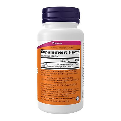 Now Foods - Vitamin D-3 1000 IU - 1 Each-180 SGEL