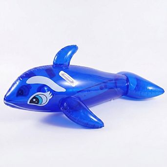 Dolphin Shaped Inflatable Pool Float Ride On Raft with Side Handles Durable PVC Water Float