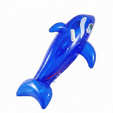 Dolphin Shaped Inflatable Pool Float Ride On Raft with Side Handles Durable PVC Water Float