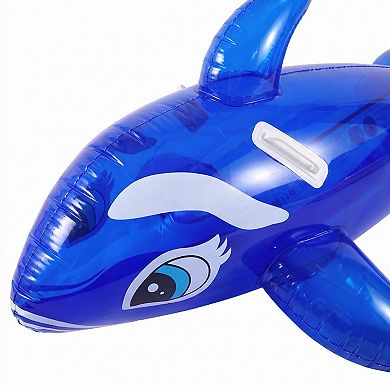 Dolphin Shaped Inflatable Pool Float Ride On Raft with Side Handles Durable PVC Water Float