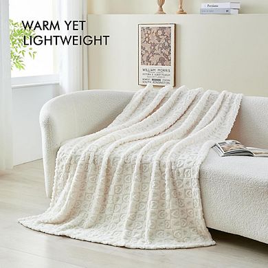 Throw Blanket Soft Fleece Plush Lightweight Decorative Cozy Blanket