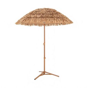 6.5 Foot Thatched Tiki Umbrella with Foldable Stand and Tilt Function