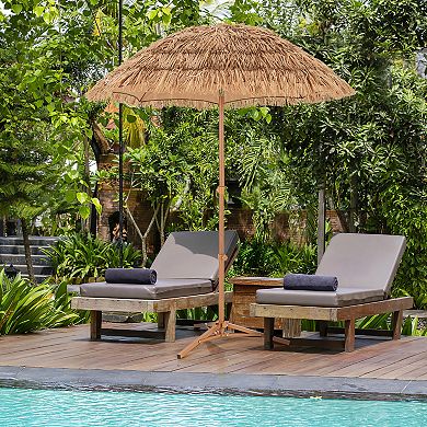 6.5 Foot Thatched Tiki Umbrella with Foldable Stand and Tilt Function