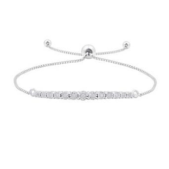 Diamond Essentials Sterling Silver 1/10 Carat T.W. Round Lab Grown Diamond Bolo Bracelet