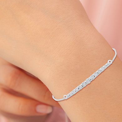 Diamond Essentials Sterling Silver 1/10 Carat T.W. Round Lab Grown Diamond Bolo Bracelet