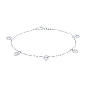 Diamond Essentials Sterling Silver 1/4 Carat T.W. Round Lab Grown Diamond Heart Bracelet