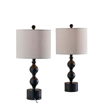 ADESSO Julius 2 pc Table Lamp Pack with USB Charging Ports