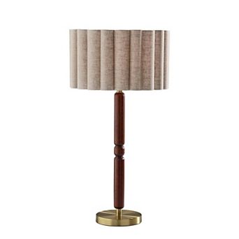 ADESSO Laine Modern Table Lamp with Pleated Shade and Wood Base