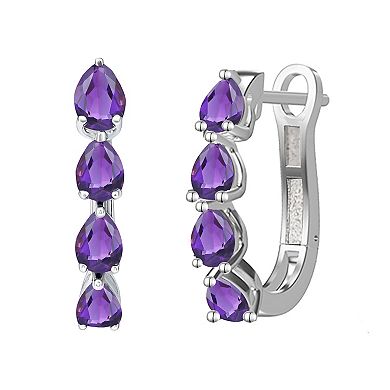 MASTERPIECE Sterling Silver Gemstone Hoop Earrings