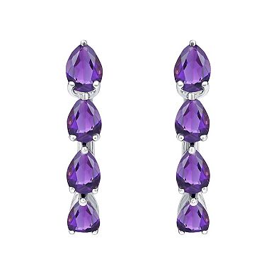MASTERPIECE Sterling Silver Gemstone Hoop Earrings