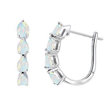 MASTERPIECE Sterling Silver Gemstone Hoop Earrings
