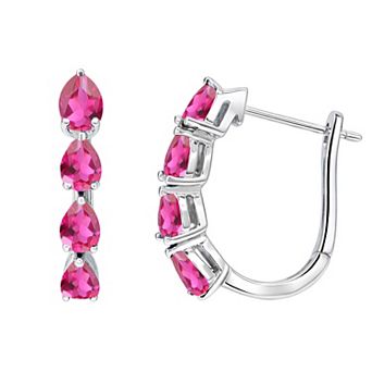 MASTERPIECE Sterling Silver Gemstone Hoop Earrings