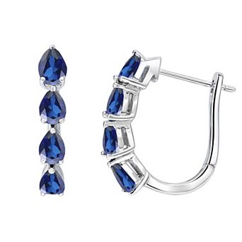 MASTERPIECE Sterling Silver Gemstone Hoop Earrings