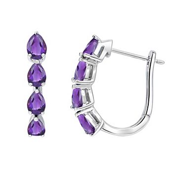 MASTERPIECE Sterling Silver Gemstone Hoop Earrings