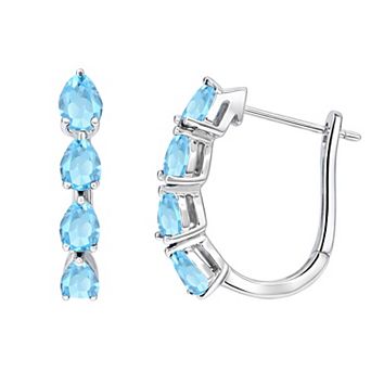 MASTERPIECE Sterling Silver Gemstone Hoop Earrings