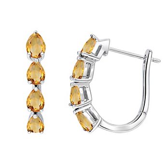 MASTERPIECE Sterling Silver Gemstone Hoop Earrings