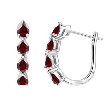 MASTERPIECE Sterling Silver Gemstone Hoop Earrings