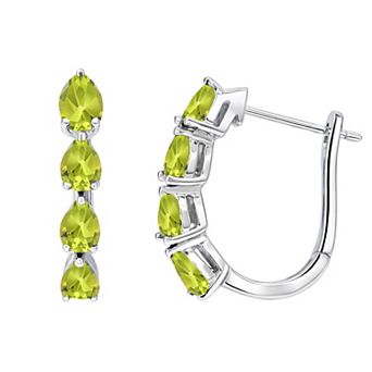 MASTERPIECE Sterling Silver Gemstone Hoop Earrings