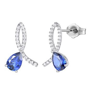 MASTERPIECE Sterling Silver Lab-Created Sapphire Earrings