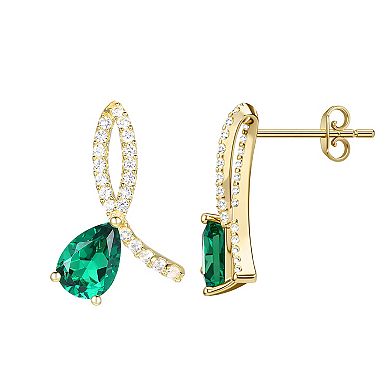 MASTERPIECE 14k Gold Over Silver Lab-Created Emerald Earrings