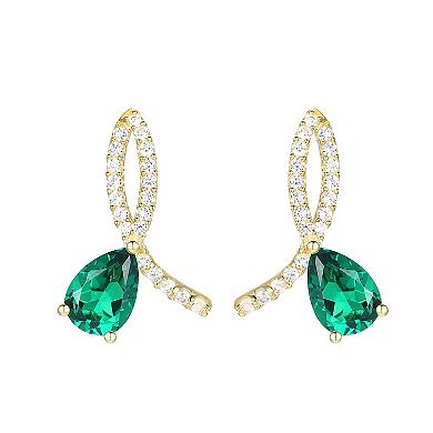 MASTERPIECE 14k Gold Over Silver Lab-Created Emerald Earrings