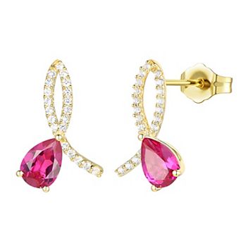 MASTERPIECE 14k Gold Over Silver Lab-Created Ruby Earrings