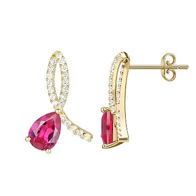 MASTERPIECE 14k Gold Over Silver Lab-Created Ruby Earrings