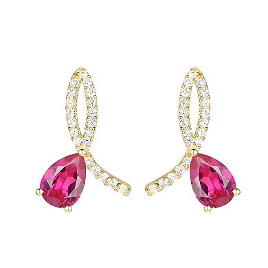 MASTERPIECE 14k Gold Over Silver Lab-Created Ruby Earrings